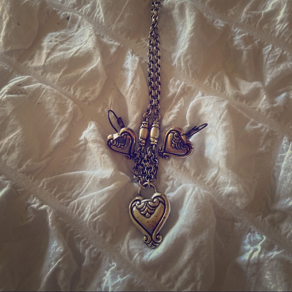 Authentic Brighton heart necklace and earrings.